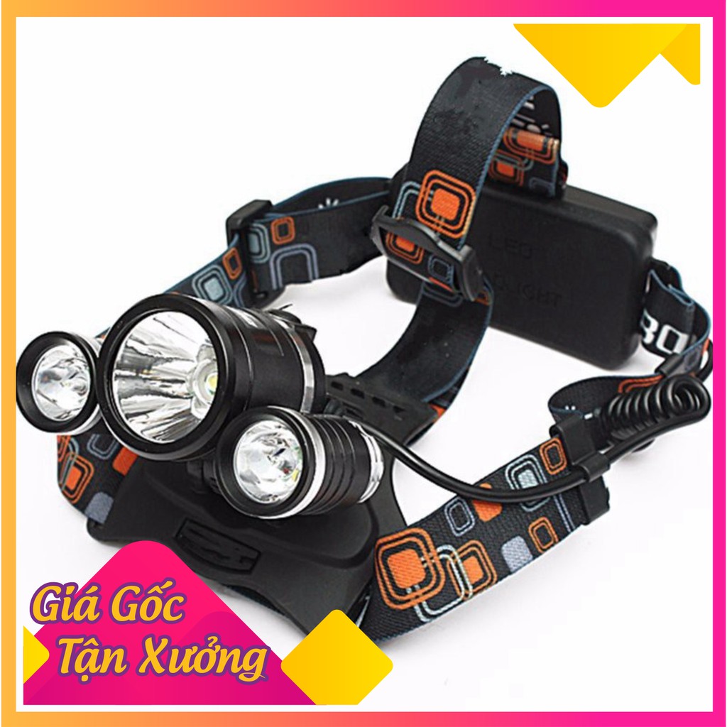 Đèn pin đội đầu 3 bóng siêu sáng loại tốt pin đỏ, cao cấp , bóng cực bền, pin cực trâu, giảm giá hỗ trợ dich covit19 ( BẢO HÀNH 1 ĐỔI 1 TOÀN QUỐC)
