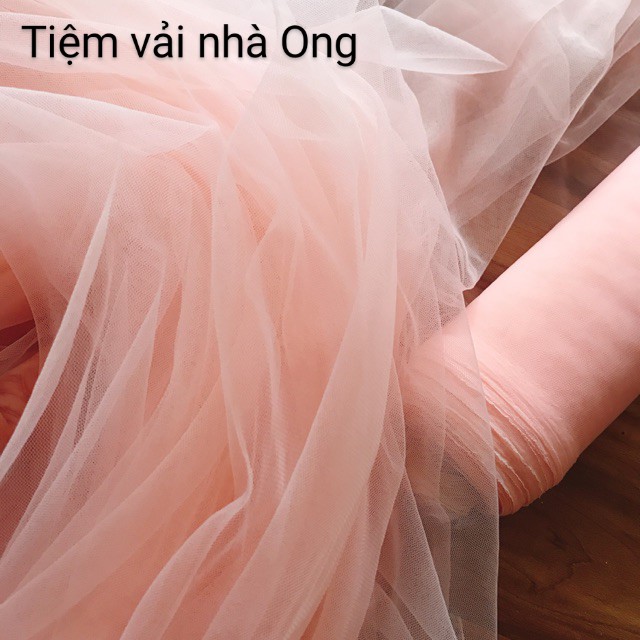 Vải voan lưới màu hồng cam hàng đẹp 1x1,7m