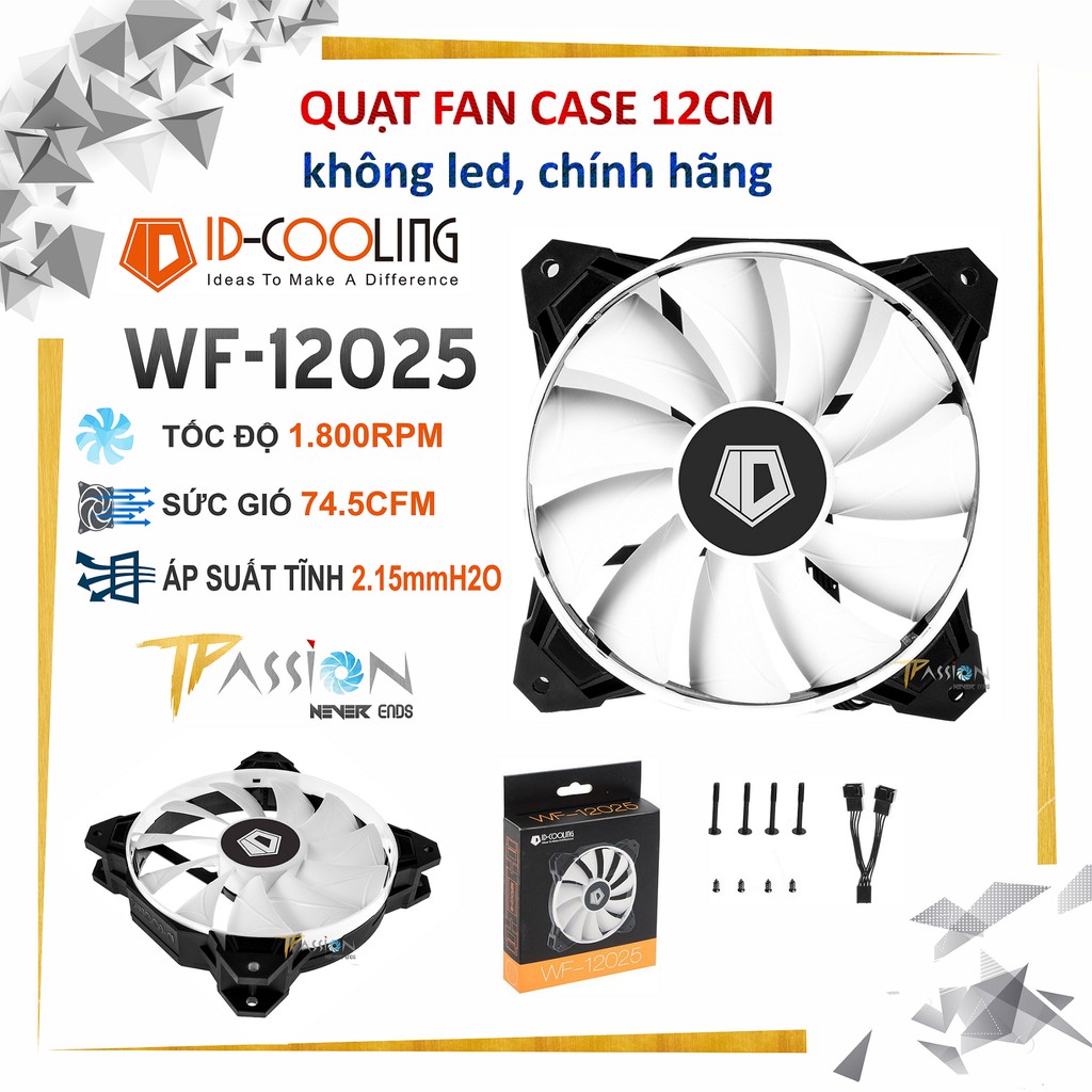 Quạt tản nhiệt fan case 12cm id-cooling wf-12025 - quạt thổi case rad 4pin điều tốc pwm sức gió lớn cực bền chắc chắn