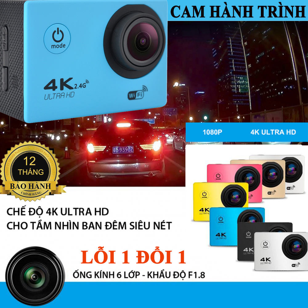Camera Hành Trình Loại Tốt 4K, Camera Hành Trình Chống Nước, Chống rung 4K 16M, Kết Nối Wifi, Góc Quay Rộng 170 Độ. Mua Ngay BH 12 Tháng - Lỗi 1 ĐỔI 1 Trong 90 Ngày !