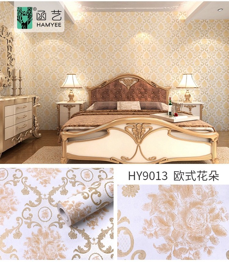 10M GIẤY DÁN TƯỜNG HOA HỒNG CHÂU ÂU VÀNG BÓNG KHỔ 45CM.