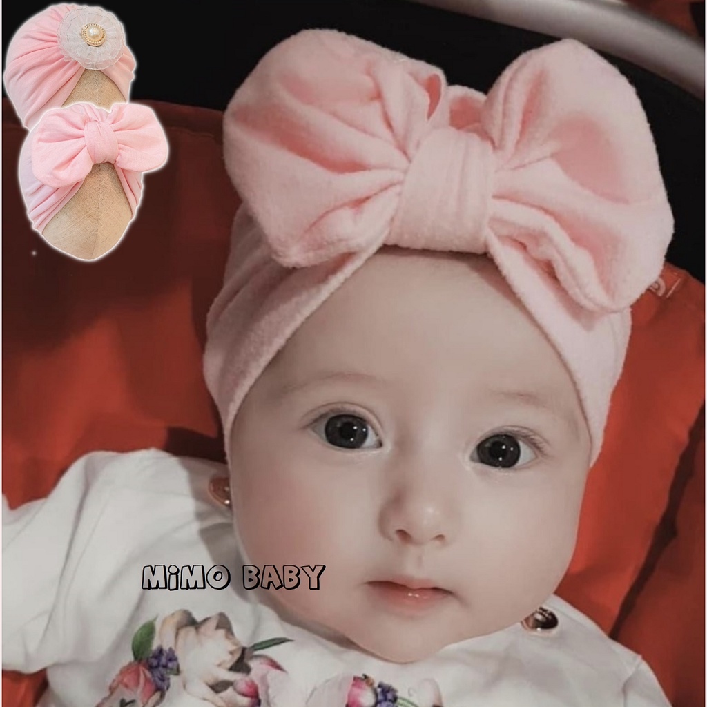 [Mã 2611THTRANG100K hoàn 10 xu đơn 99K] Mũ turban bé gái - hồng baby (6-10kg)