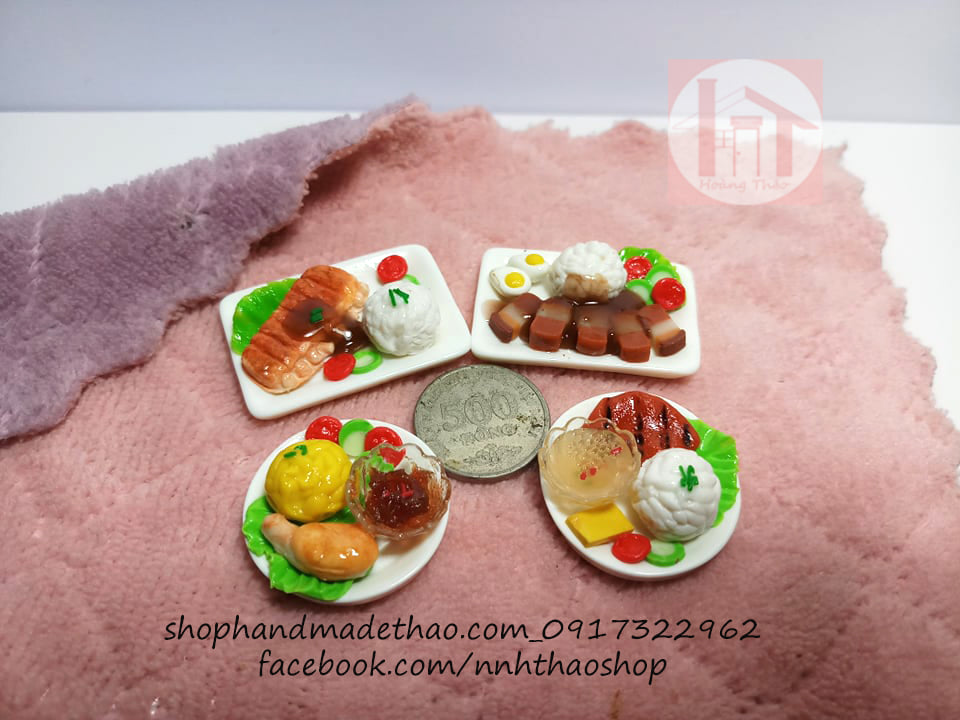 Mô Hình Đồ Ăn Trang Trí Roombox, Dollhouse_Cơm Đĩa