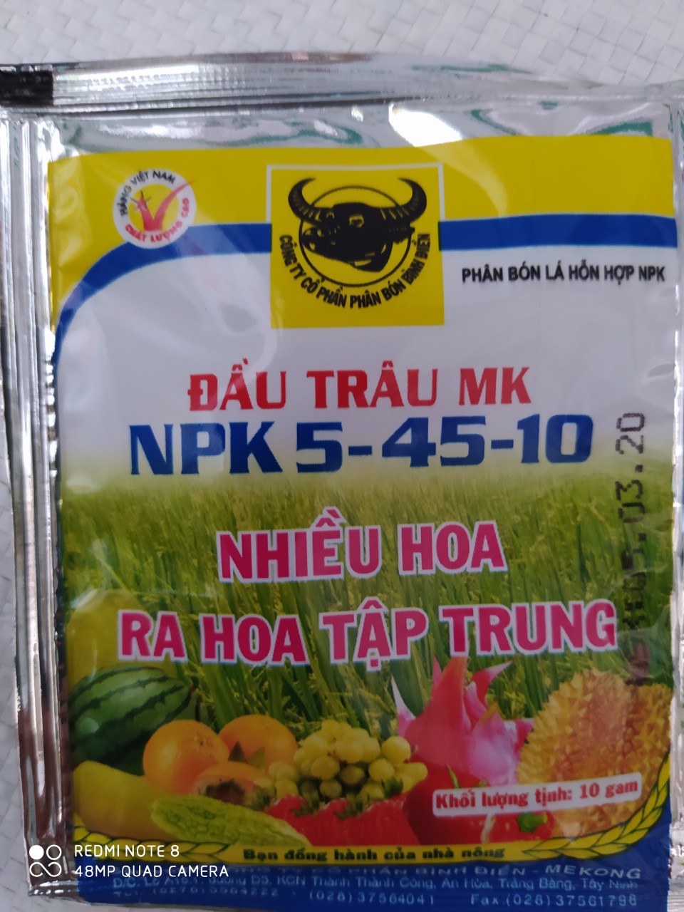 Gói 10gr phân bón đầu trâu 5-45-10