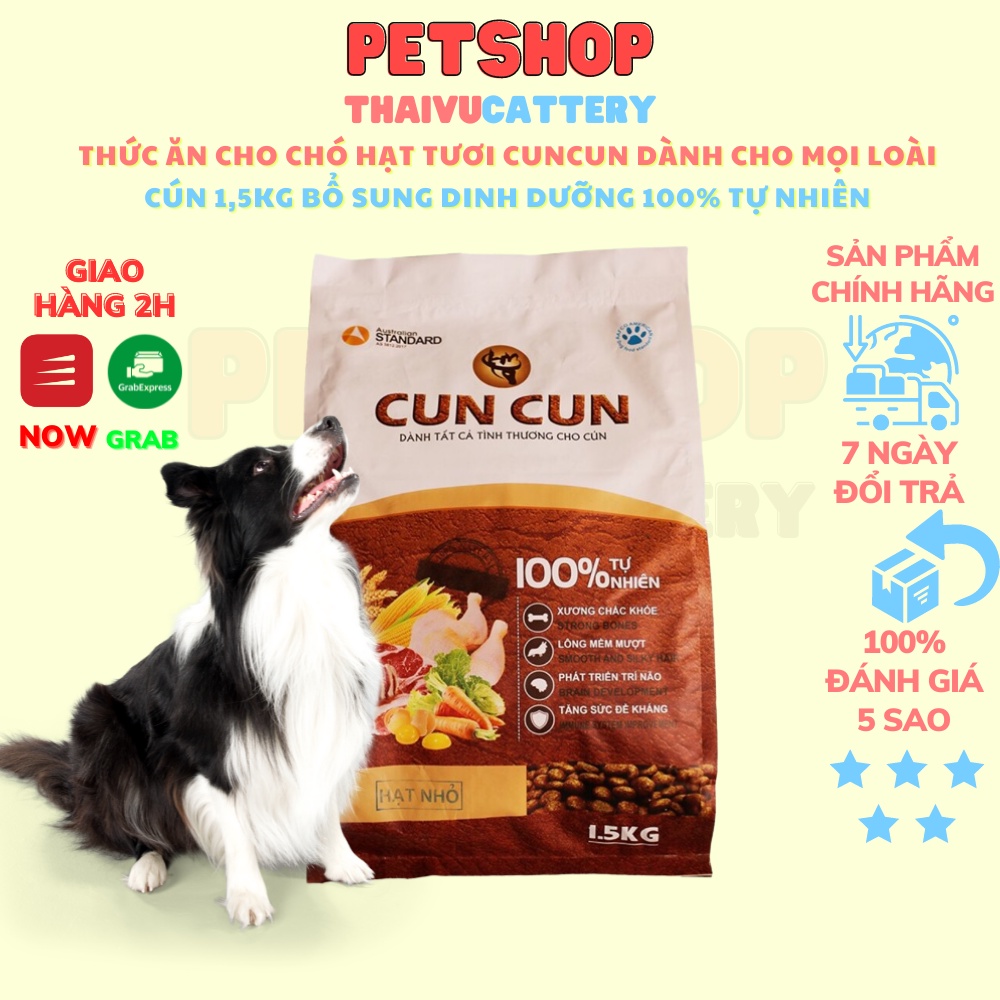 Thức ăn cho chó hạt tươi cuncun dành cho mọi loài cún 1,5kg