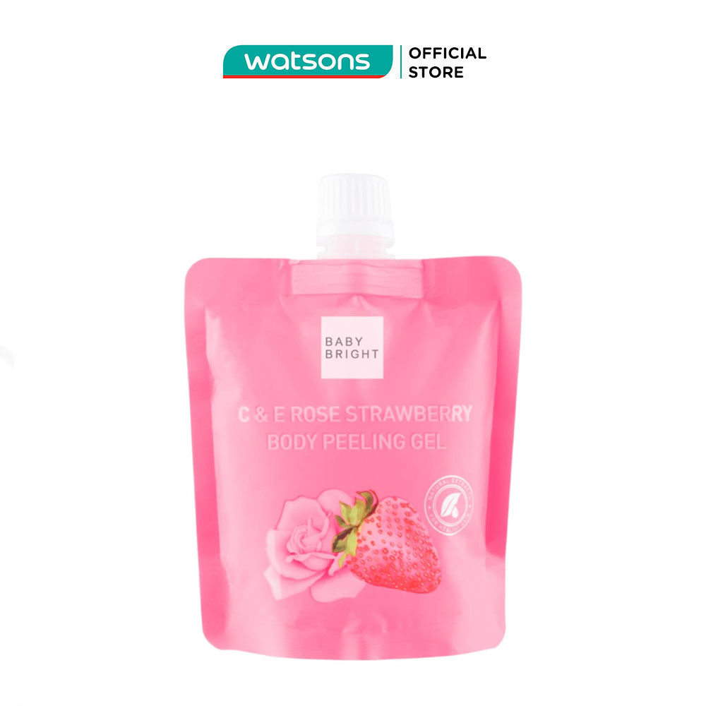 Gel tẩy da chết toàn thân babybright hoa hồng và dâu 200ml