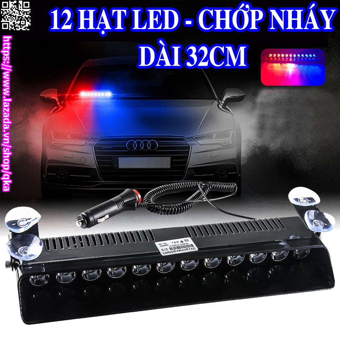 Đèn Led chớp nháy kiểu police cảnh báo khẩn cấp 12V 12 bóng cho xe hơi ô tô
