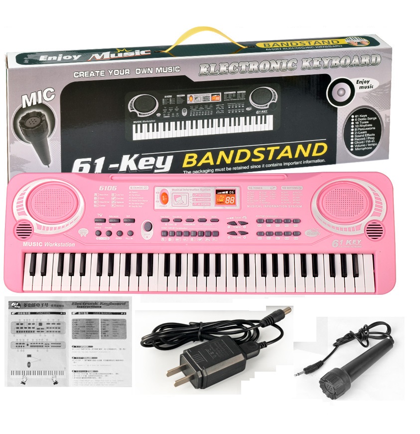 Đàn piano điện tử 61 phím tặng kèm Micro và cục sạc,Đàn điện organ cho bé.