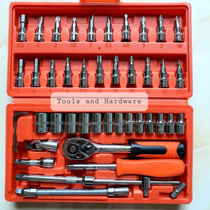 Bộ Đồ Nghề 46 Chi Tiết Hãng Kapusi Japan Hệ 1/4 Inch, Bảo Hành 12 Tháng, Chuyên Dụng Sửa Ô Tô Xe Máy