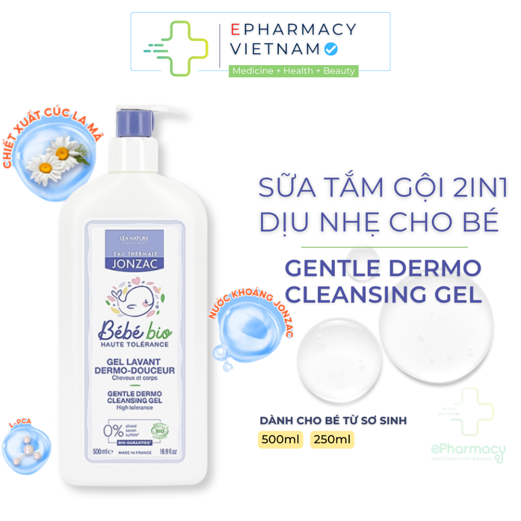 Sữa Tắm Gội Hữu Cơ Eau Thermale Jonzac Bébé Bio Gentle Dermo Cleansing Gel Dịu Nhẹ Cho Bé