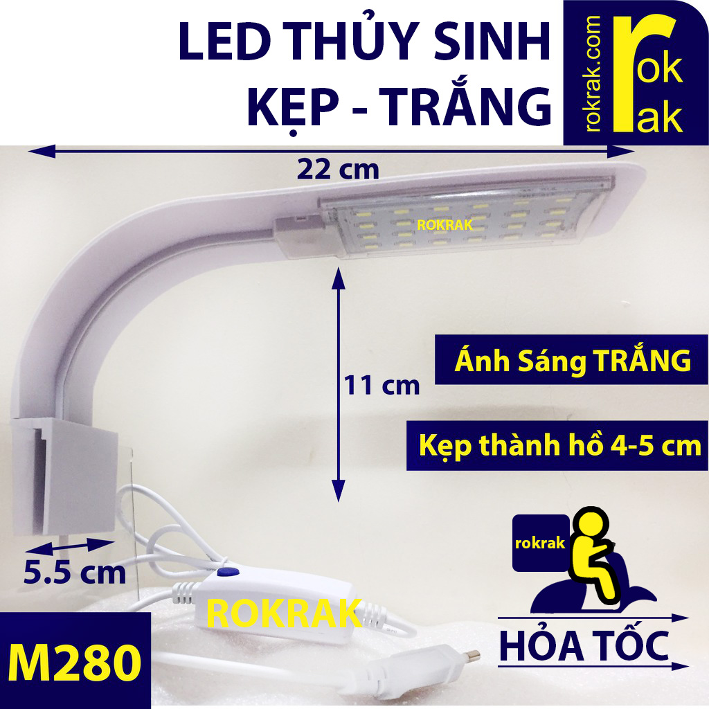 [HCM]Đèn Led kẹp trắng M280 cho hồ cá thủy sinh 30 - 40 cm