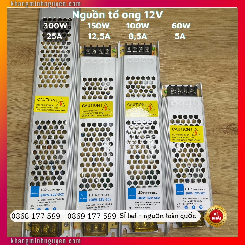Nguồn tổ ong 12v mỏng, đũa - 18w/24w/36w/48w/60w/100w/120w/150w/200w/300w - adapter 12v 2a/3a/4a/5a/8.5a/10a/12.5a/25a