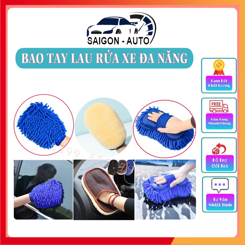 Bao tay san hô bọt biển lông cừu lau rửa xe ô tô, xe máy chuyên dụng - miếng bọt biển sợi microfiber siêu mềm siêu thấm