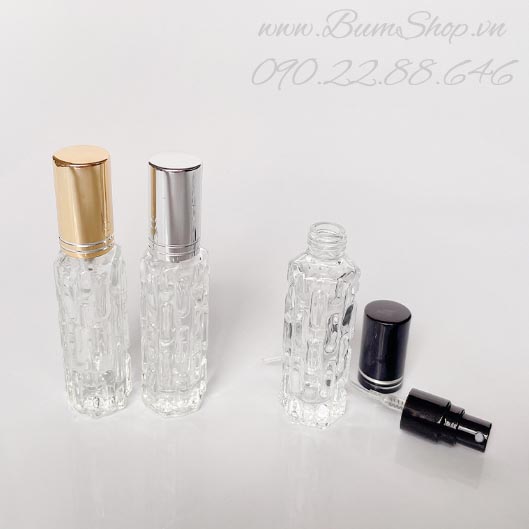 Chai chiết nước hoa tròn vân đá 10ml, thủy tinh rất dày và rất chắc chắn