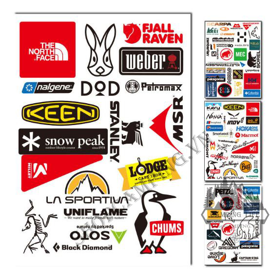 Sticker Logo hãng Camping, hình dán trang trí phượt du lịch