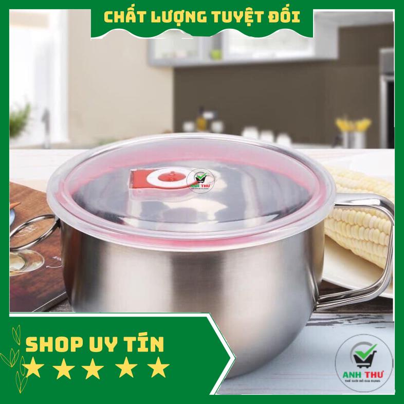 Ca đựng cháo/ mỳ/ phở Inox 15cm có nắp hút chân không - Ca đựng đa năng siêu tiện dụng cho nhà bếp