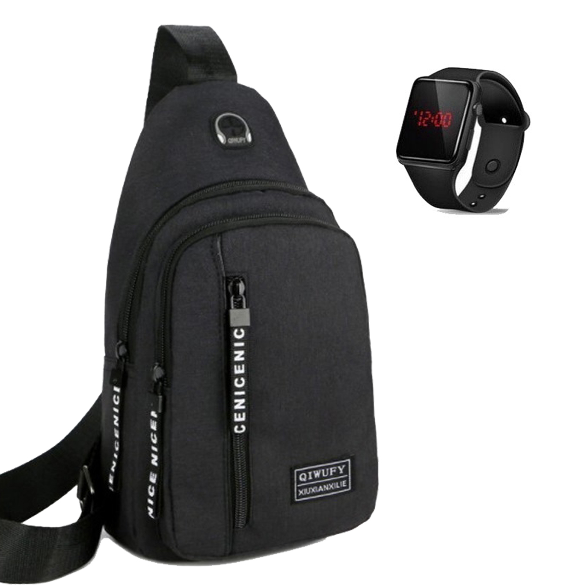 Túi đeo chéo nam vải canvas chống nước túi chéo nam thiết kế ngăn rộng rãi để đồ túi vải đeo chéo phong cách Hàn Quốc