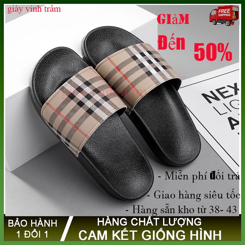 [ CHUYÊN SỈ ] Dép lê quai ngang nam - Dép kẻ ô Lê Bảo Bình bản đế cứng cao 4cm