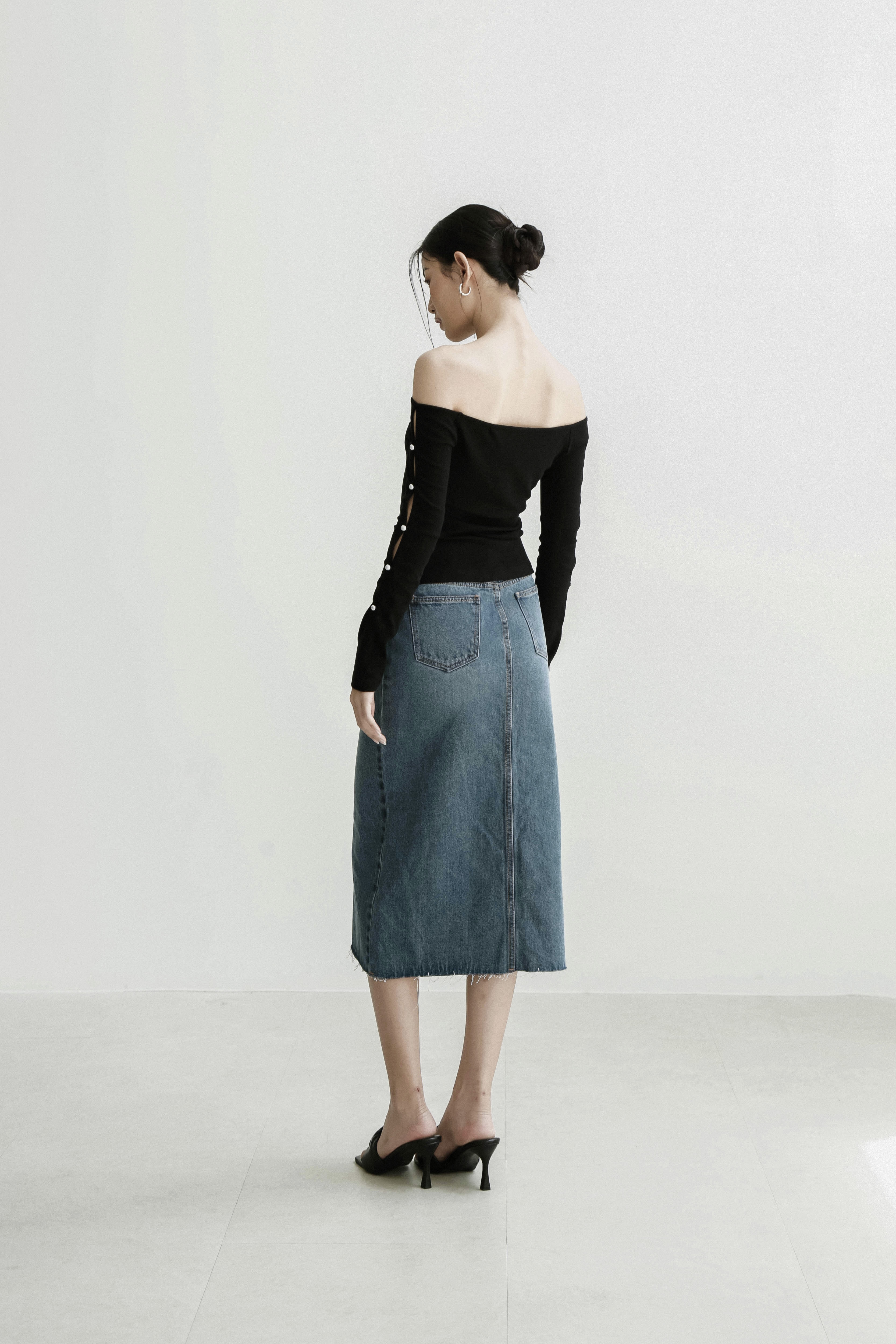 Chân váy midi skirt xẻ giữa mieu - jau15