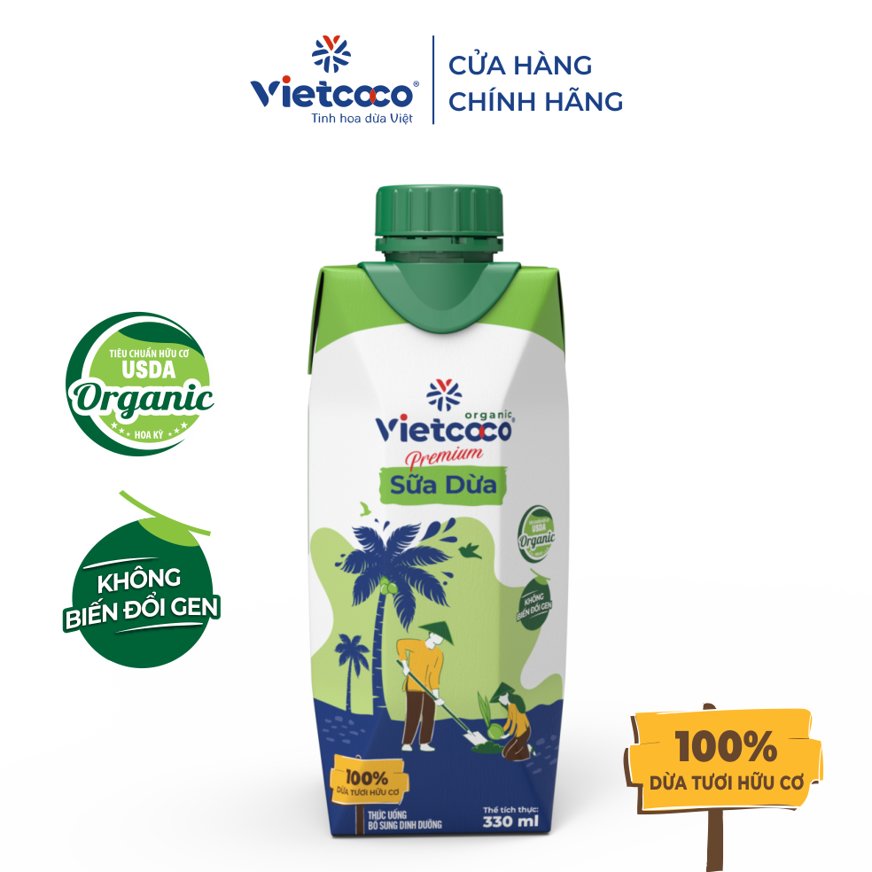 Sữa dừa Organic UHT Vietcoco - hộp 330ml