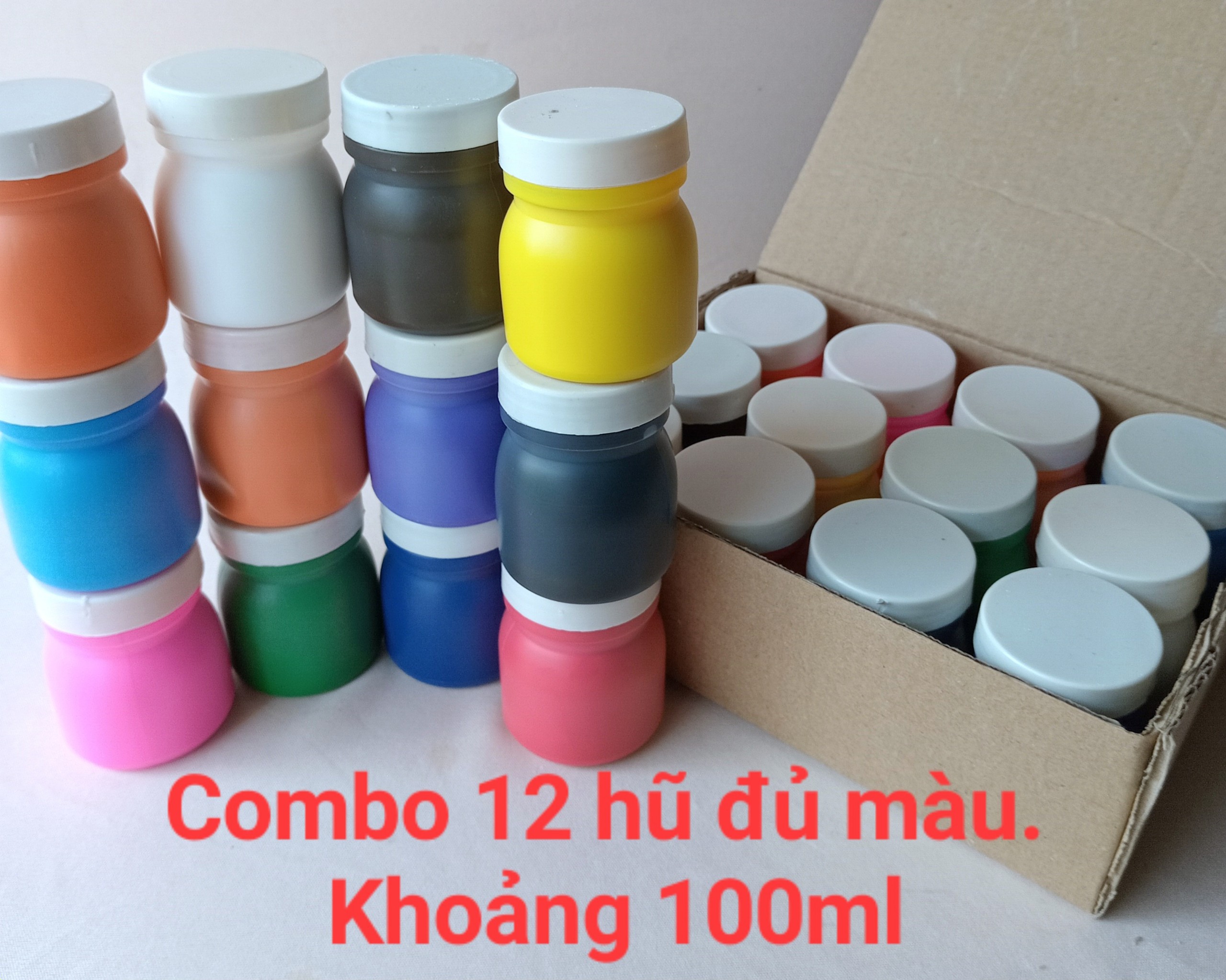 Combo 12 hũ màu nước tô tượng khoảng 100 ml