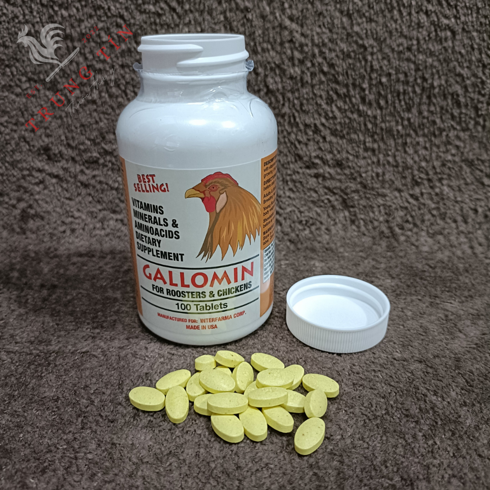 Gallomin - thuốc nuôi gà cao cấp của USA - tăng bo đá , sung gà , nhanh tới đá (1 lọ / 100 viên)