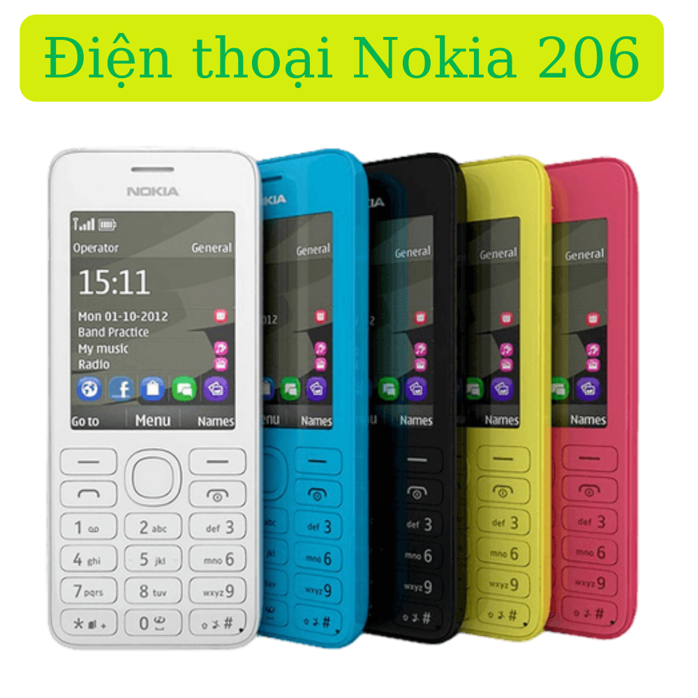 Điện thoại nokia 206 2 sim 2 sóng chính hãng sóng khỏe loa lớn -Bảo hành 12 tháng