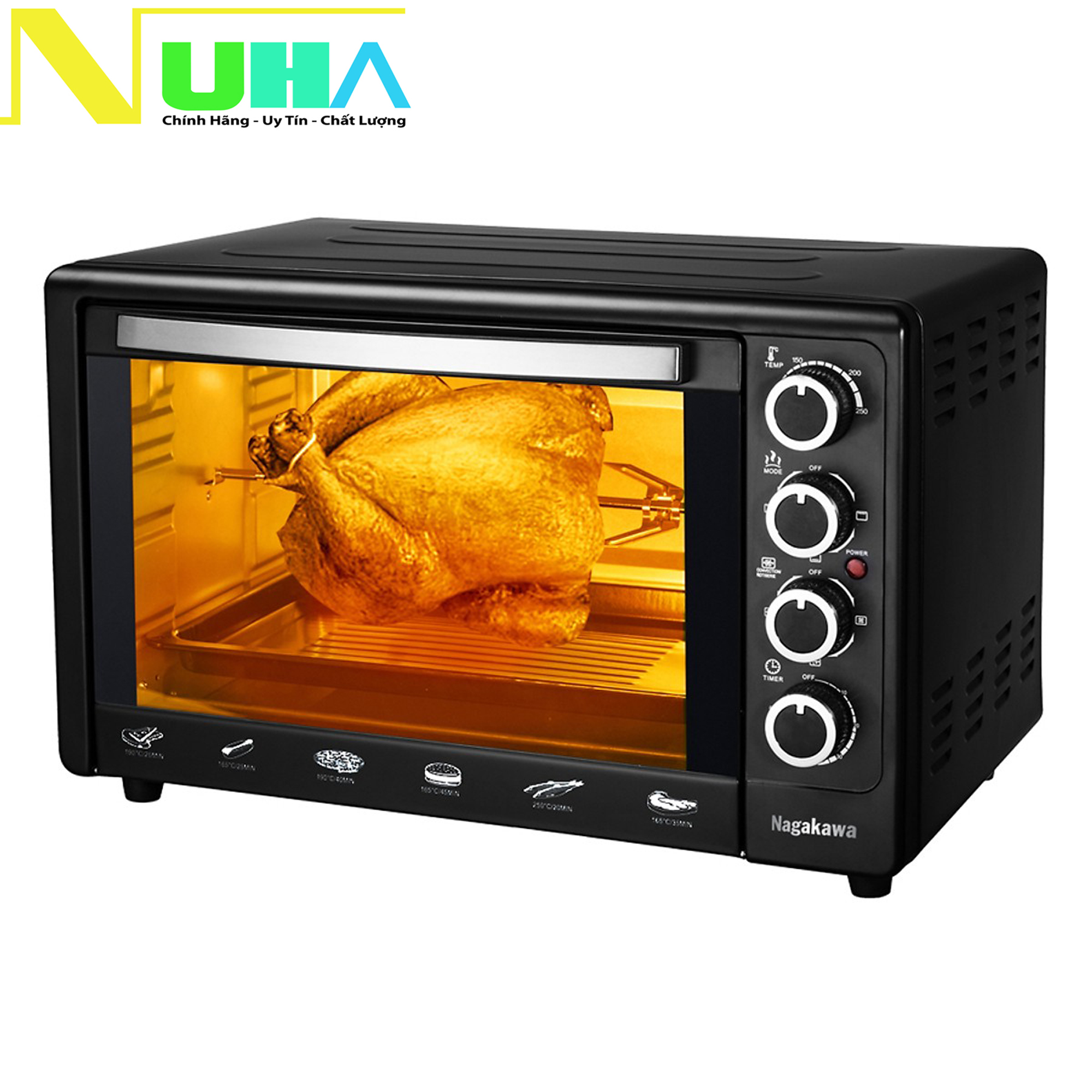 Lò nướng điện vuông nagakawa nag3248 dung tích 48l công suất 2000w-hàng chính hãng