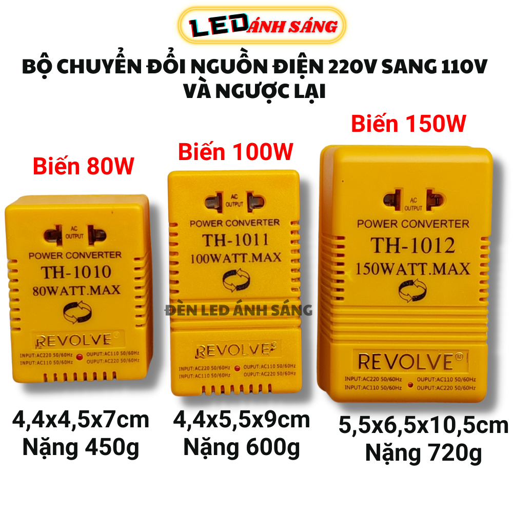 Bộ chuyển đổi nguồn 2 Chiều từ 220V ra 110V, 110v ra 220V, công suất 80W / 100W / 150W biến áp biến 