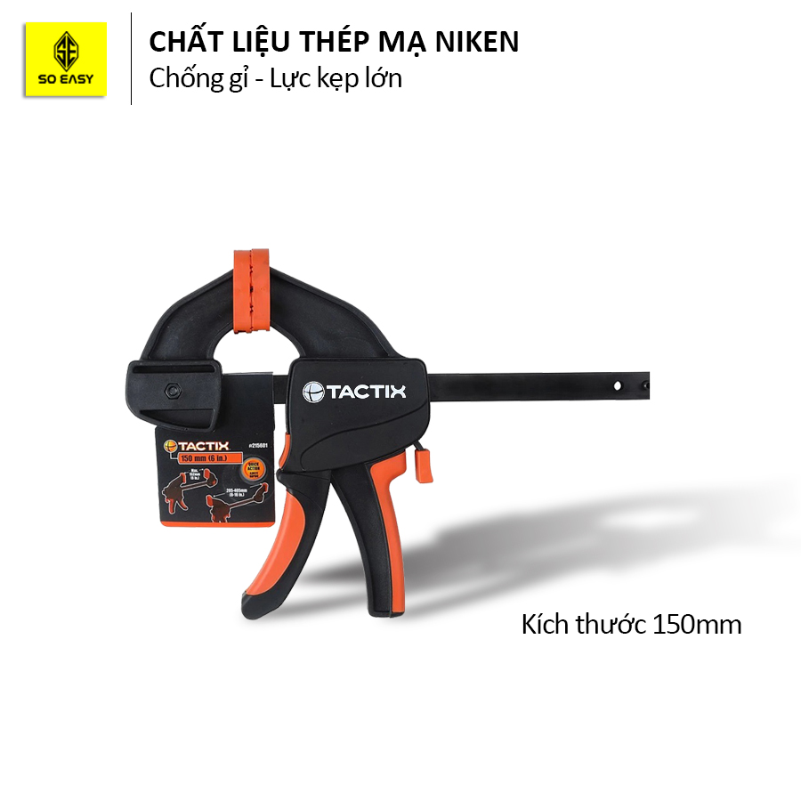 Cảo chữ G TACTIX 215605, ê tô kẹp gỗ tăng đưa, cảo kẹp nhanh công nghiệp nhiều kích cỡ, lực kẹp lớn, tay cầm chống trượt, có thể kẹp và mở bằng 1 hàm