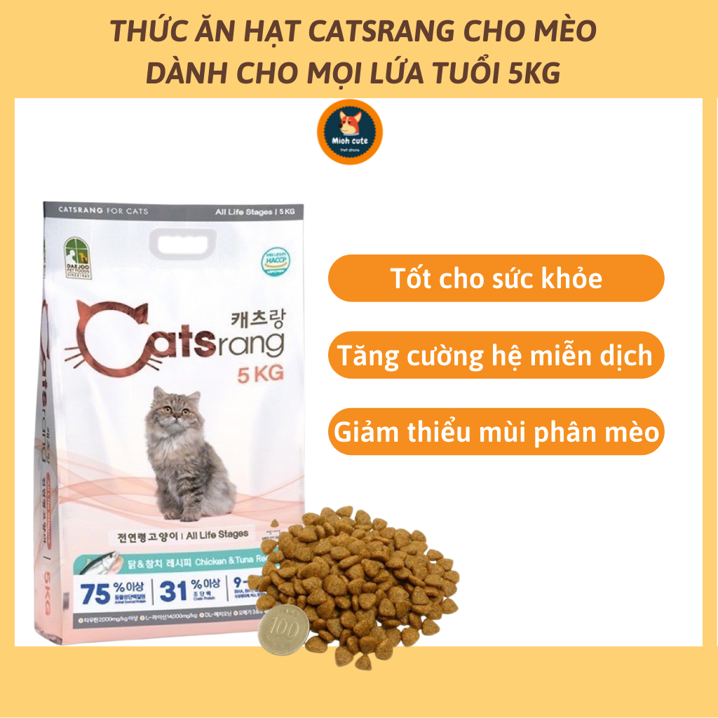 Hạt thức ăn cho mèo Catsrang Túi 5kg, hạt cho mọi lứa tuổi của mèo _Mioh petshop