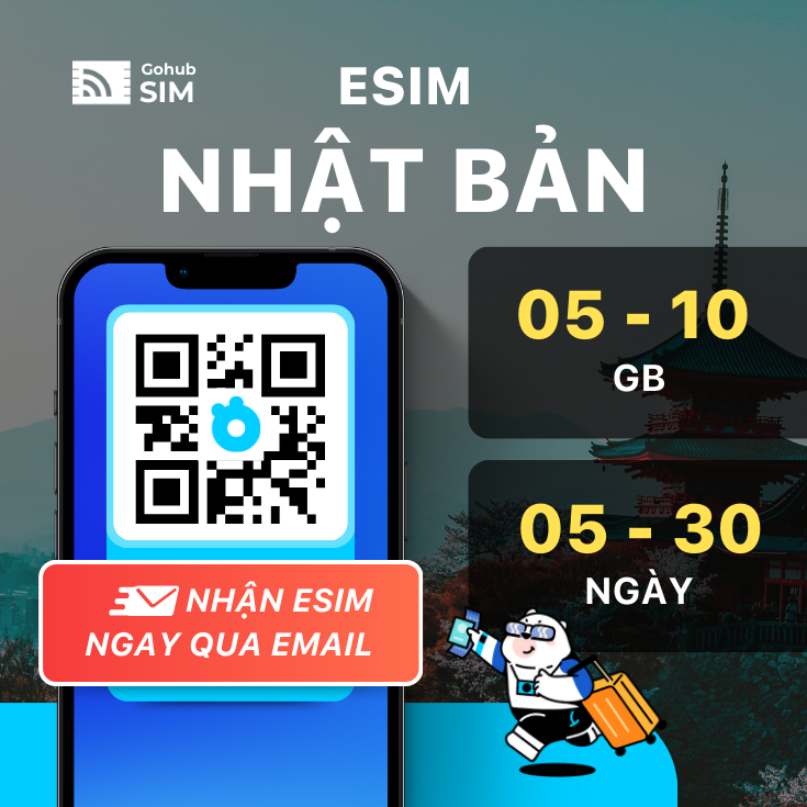 eSIM 4G du lịch Nhật Bản - Gói cố định ( 05 - 30 ngày) - Gohub gửi eSIM qua email