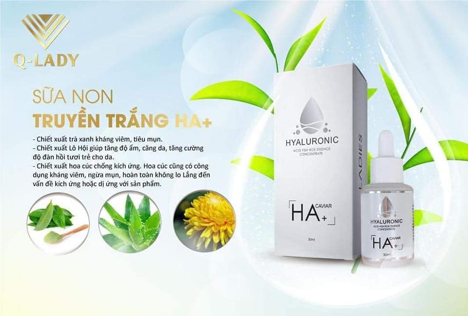 [HCM]Sữa non truyền trắng HA+ Hyaluronic HA+ Q Lady ngăn ngừa lão hóa giúp da mềm mịn trắng hồng tự nhiên