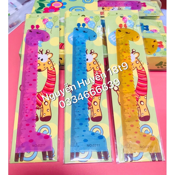 Thước kẻ hình hươu cao cổ 15cm siêu dễ thương