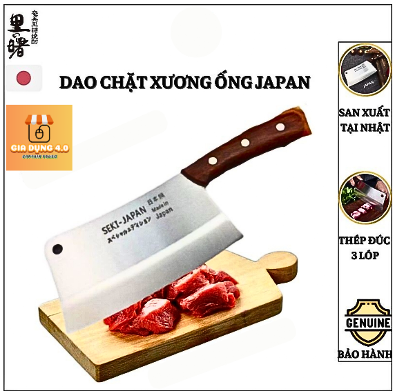 Dao chặt xương Japan cán ốp gỗ cao cấp