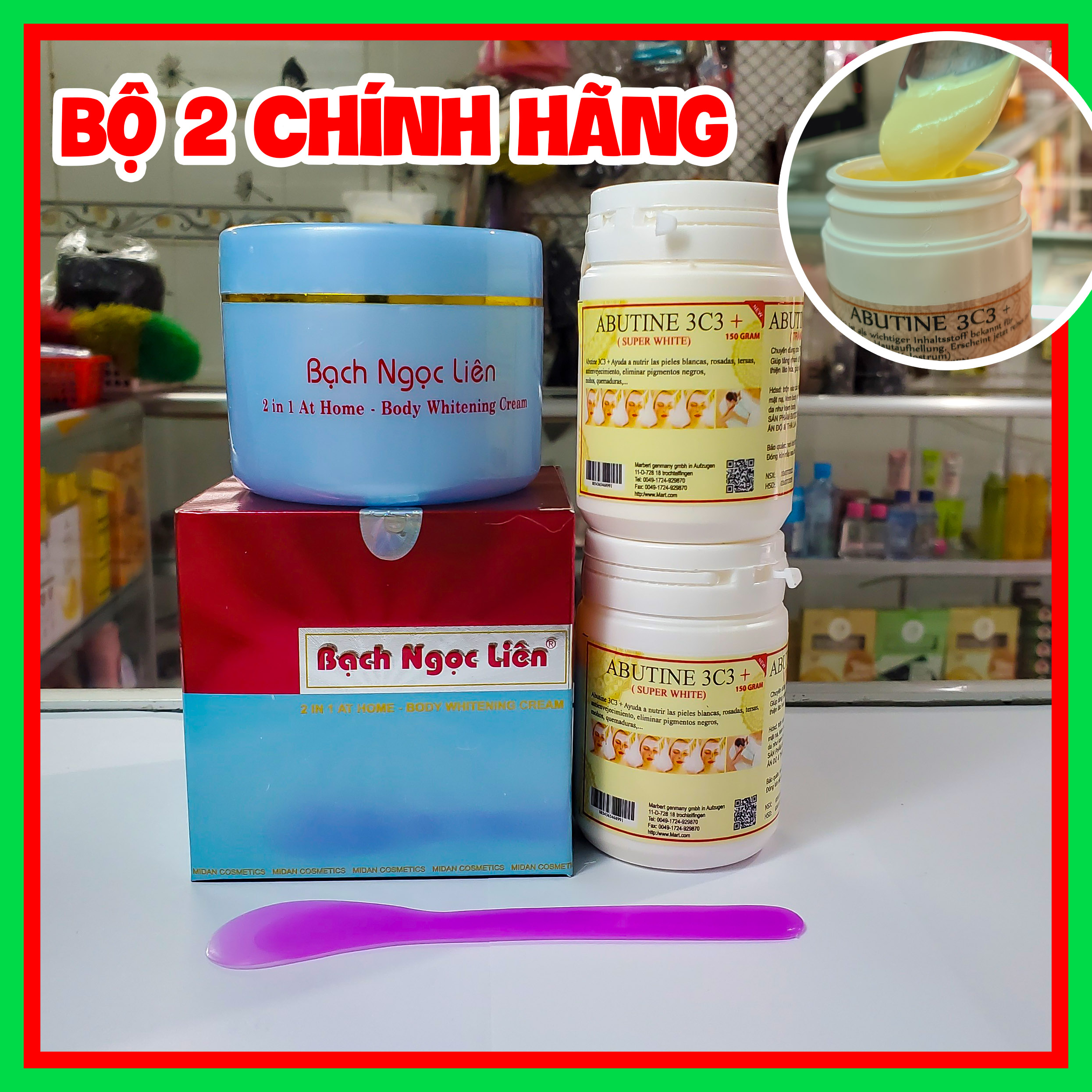 Kem dưỡng trắng da Bạch Ngọc Liên hủ 90gr tặng kèm kem kích 3c3 abutine 150gr