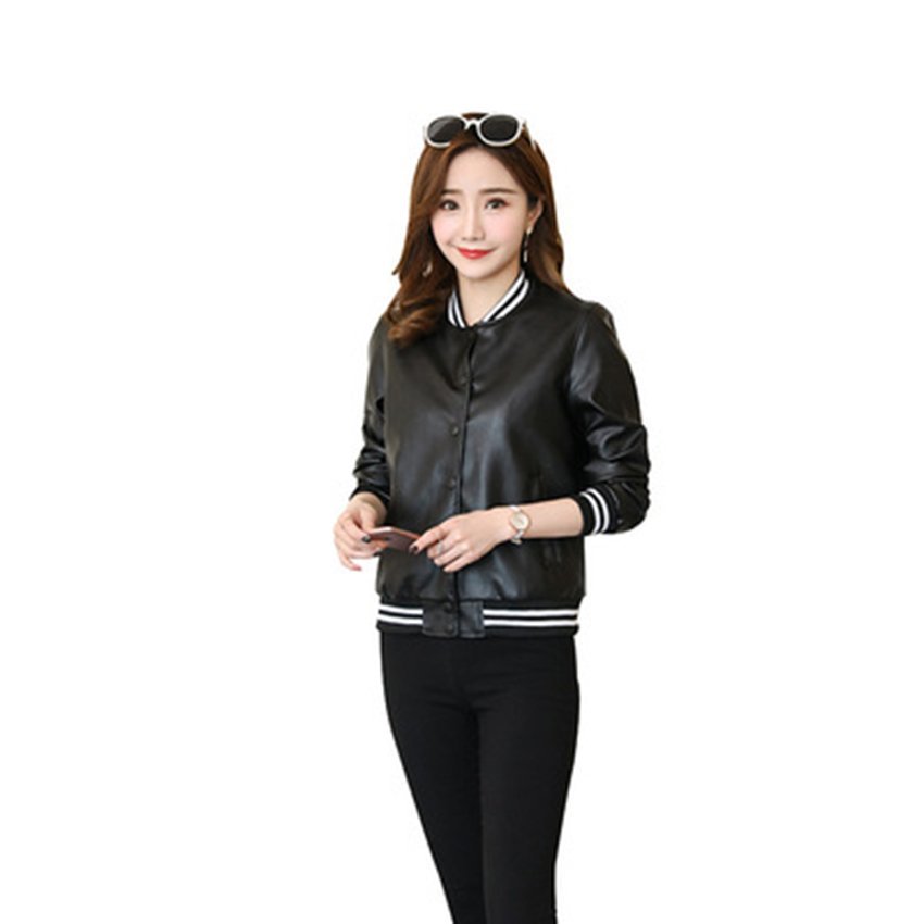 Áo Khoác Da Nữ Kiểu Bomber Cúc Bấm Sành Điệu Mặc Ấm Áp Thời Trang Trẻ Trung Hiện Đại, Hàng VNXK