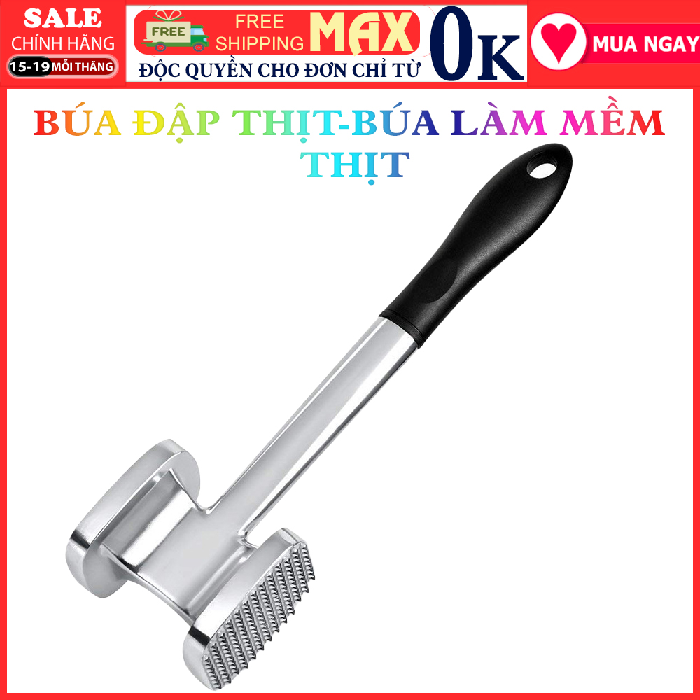 Mua búa đập thịt bền đẹp búa đập thịt bò inox nguyên khối. búa dần làm mềm thịt 22x5cm trước khi nướng xàotẩm gia vị chiênlàm bít tết...