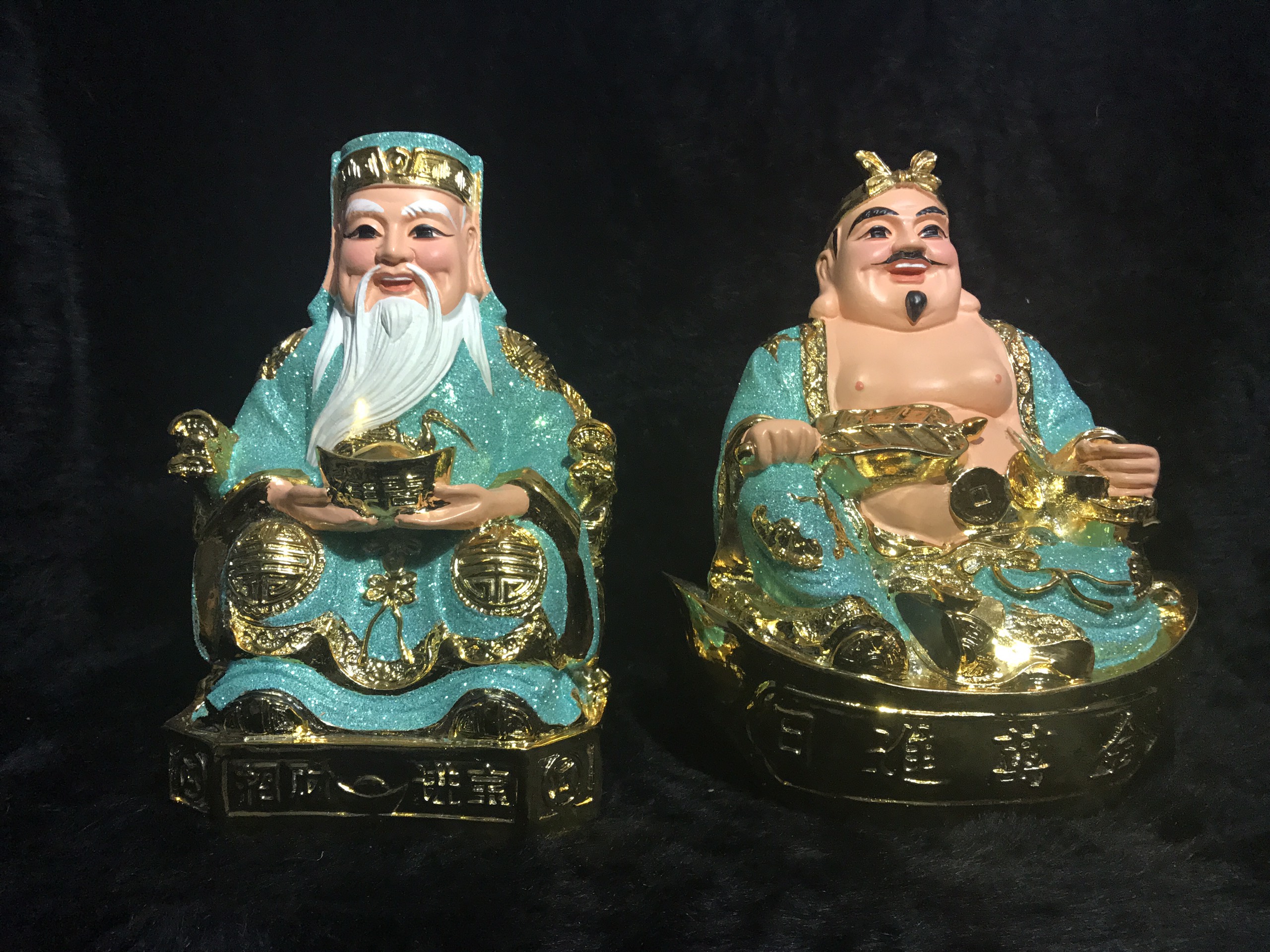 Ông Địa Thần Tài kim tuyến cao 15 cm có 3 màu như hình