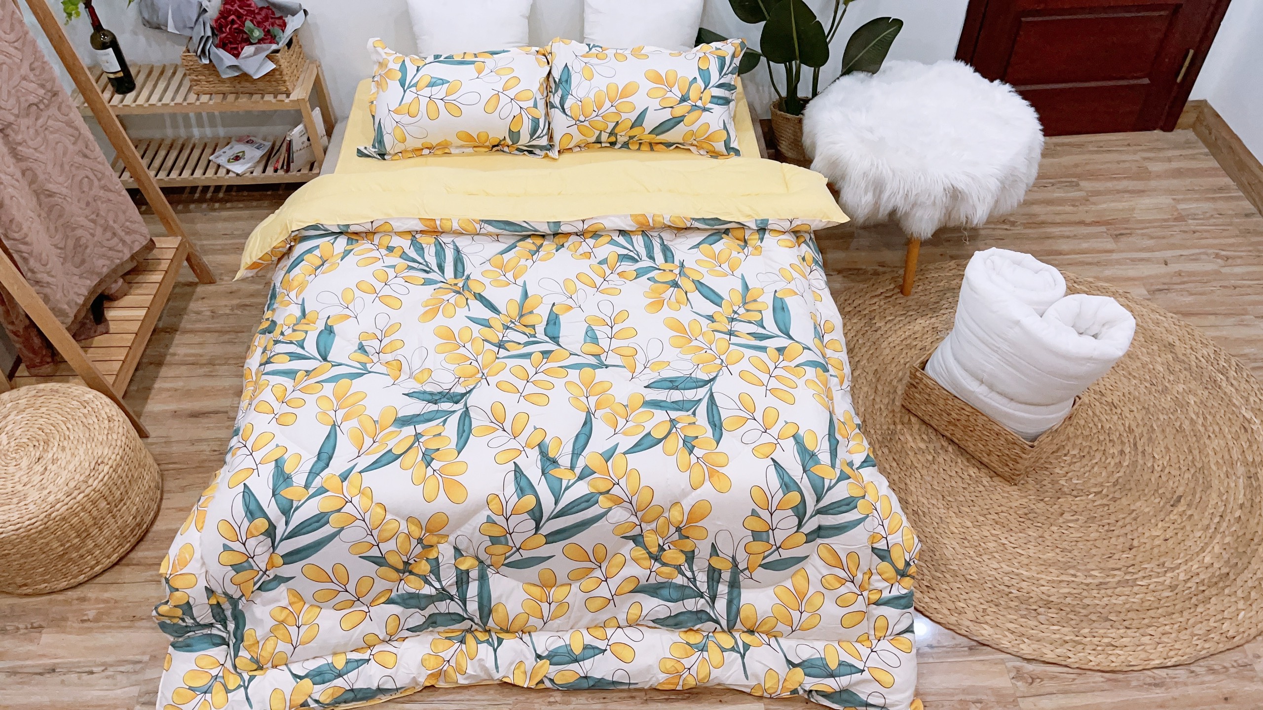 Bộ 4 Món Chăn Phao Nhập Khẩu Cao Cấp ( 1 Ga + 2 Vỏ gối nằm + 1 Chăn Phao ) - PN(46-60) - Nhiều Mẫu Lựa Chọn