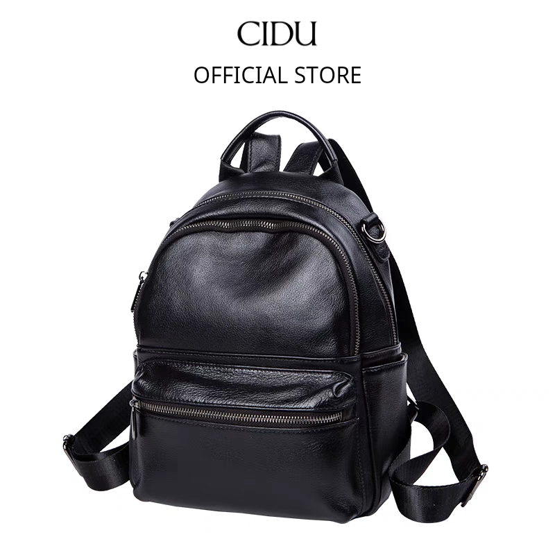 Cowhide backpack with medium size Cidu bl08