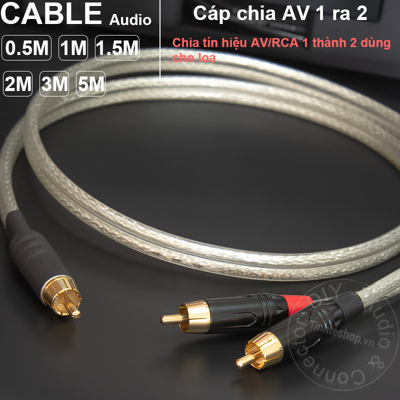 Cáp chia AV đực sang 2 AV đực cho loa SUB DIY 0.5M đến 5M - Dây RCA đực sang 2 RCA đực