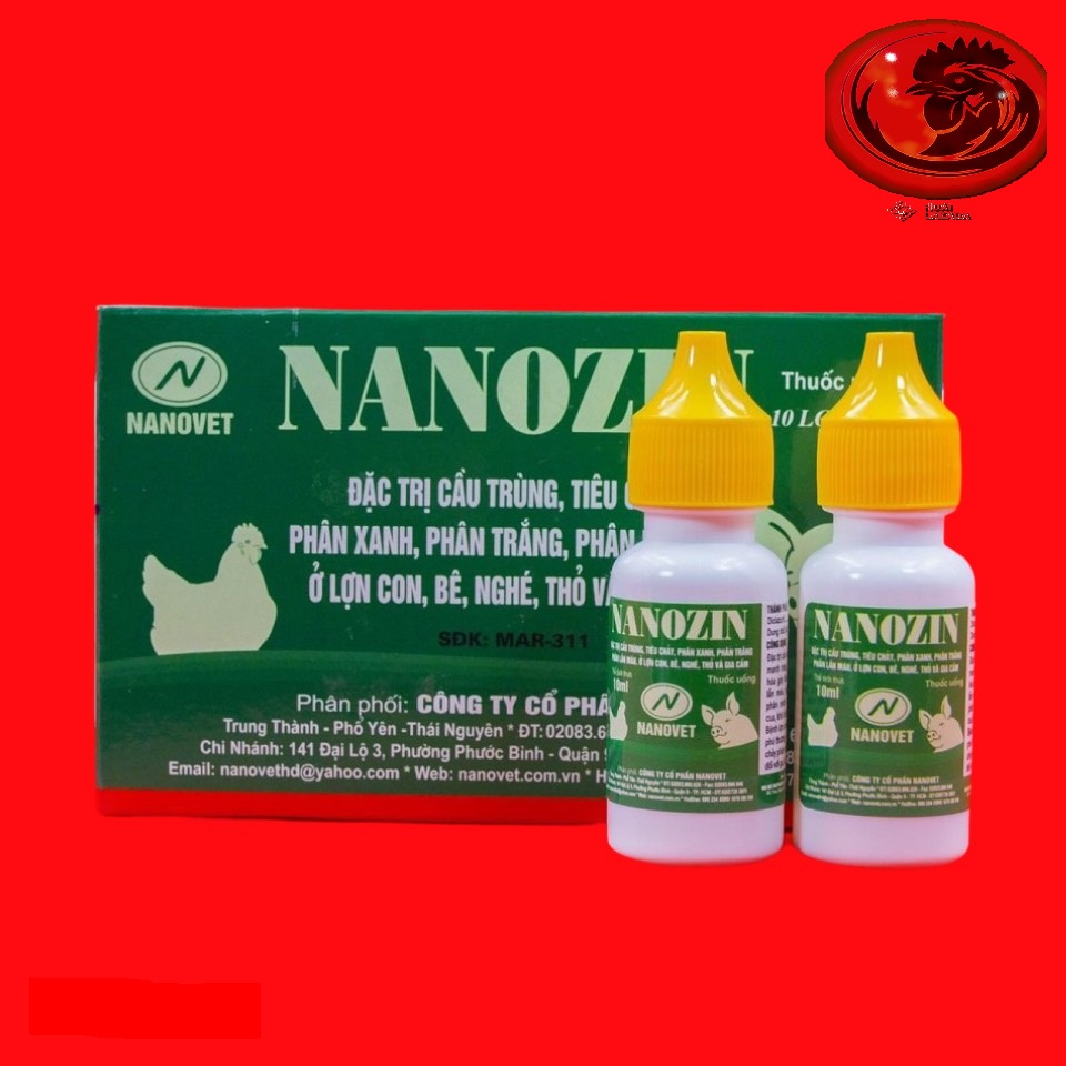 Nanozin cầu trùng phân máu, phân sáp cho gà đá 1 hộp 10 lọ