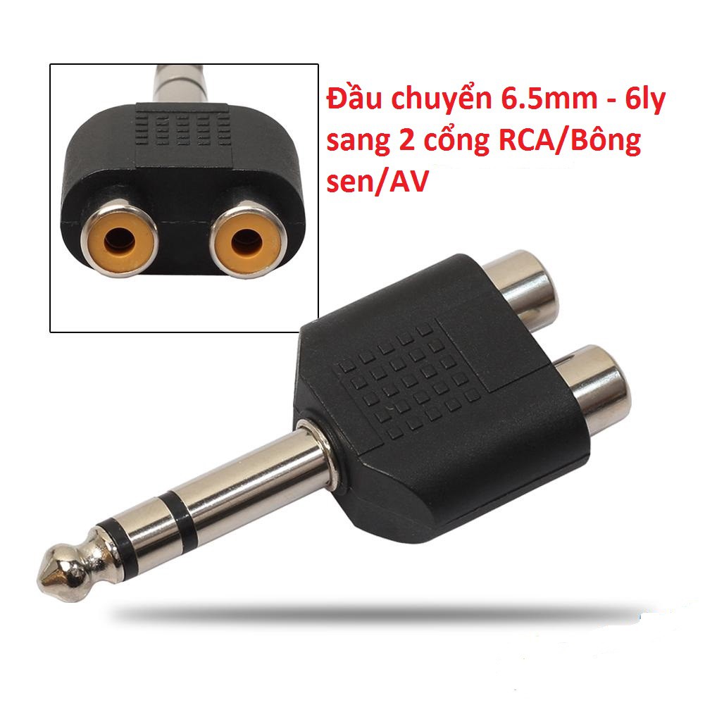 COMBO 2 Đầu chuyển JACK 6.5 ly ra 2 bông sen cái RCA