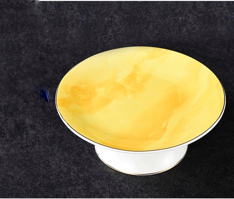 Đĩa cúng bàn thờ thần tài thổ địa, mâm bồng trưng trang thờ gia tiên sứ trắng vân vàng cao cấp
