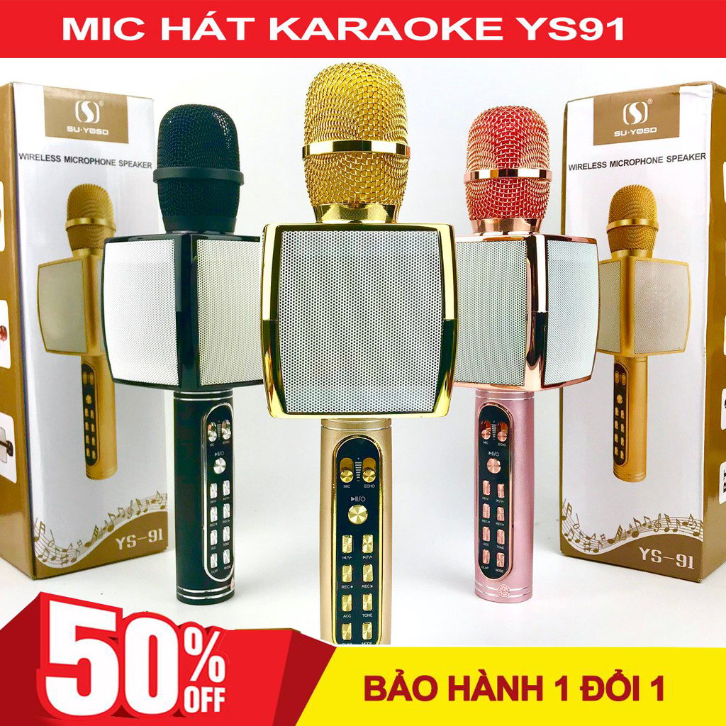 [HCM]( Sale 50% ) Nơi bán Mic hát karaoke Bluetooth giá rẻ - Micro Karaoke Magic YS-91 – Mic kèm Loa Bluetooth 3 trong 1 MẪU MỚI