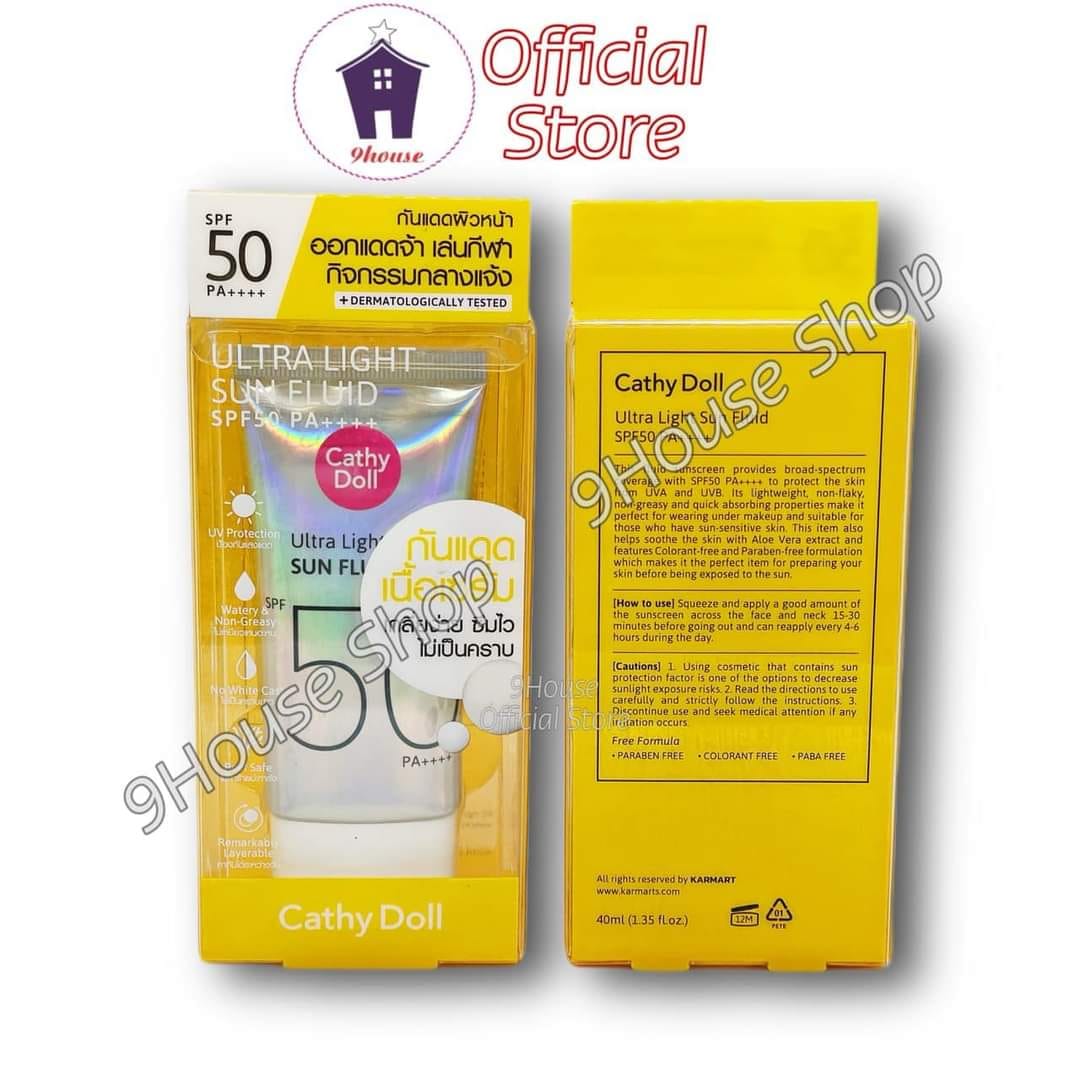 01 tuýp kem chống nắng dưỡng da cathy doll ultra light fluid spf50 pa++++ 40ml