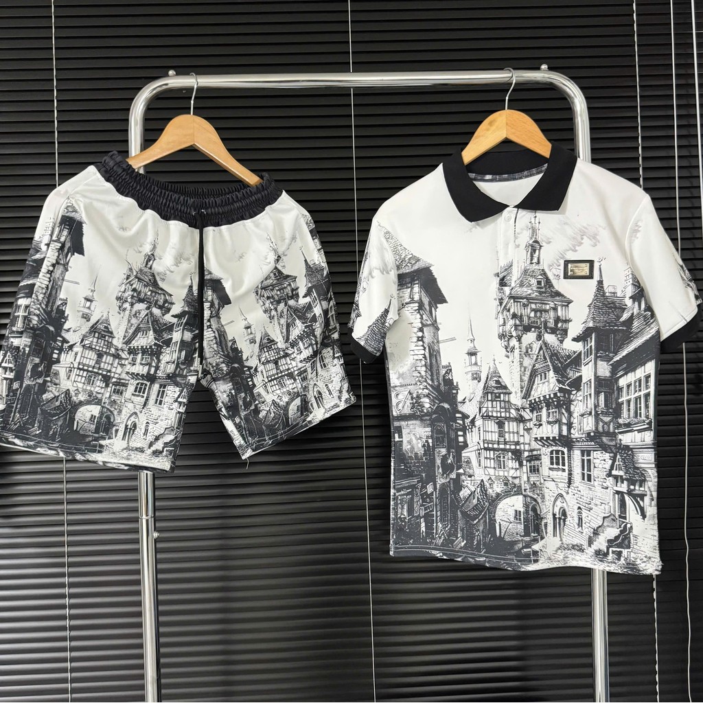 Bộ Quần Áo Nam Ngắn Tay Phối Họa Tiết Nhiều Mẫu Bộ Đồ Nam Cộc Tay Chất Cotton 2 Chiều Thoáng Mát - 2
