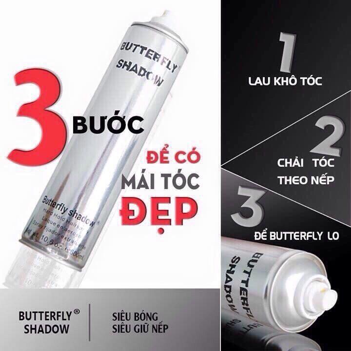 Gôm xịt tóc nam Butterfly Shadow hương trái cây 320ml