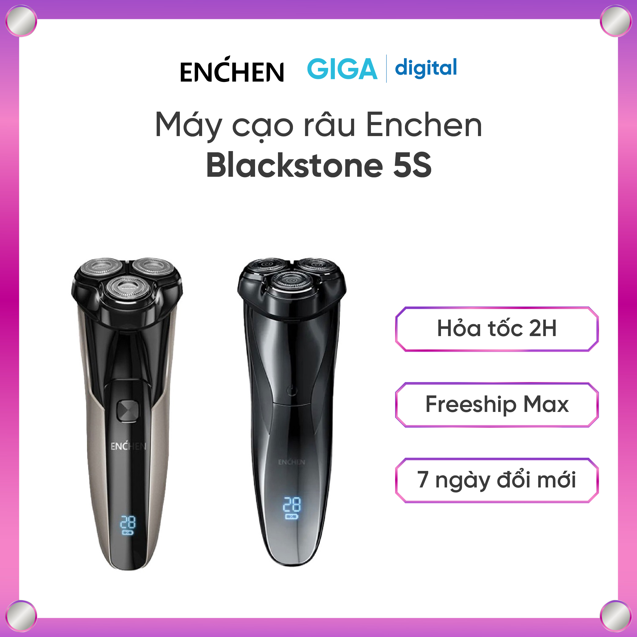 Máy cạo râu Enchen Blackstone 3 / Blackstone 5s lưỡi dao 3D sắc bén Máy cạo râu chống nước IPX7 kèm chế độ an toàn Máy cạo râu Enchen Black Stone